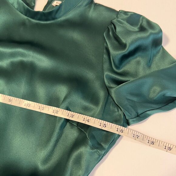 Reformation Sz 4 Julius Silk Satin Long Sleeve Midi Dress in Forest Green - Picture 11 of 15